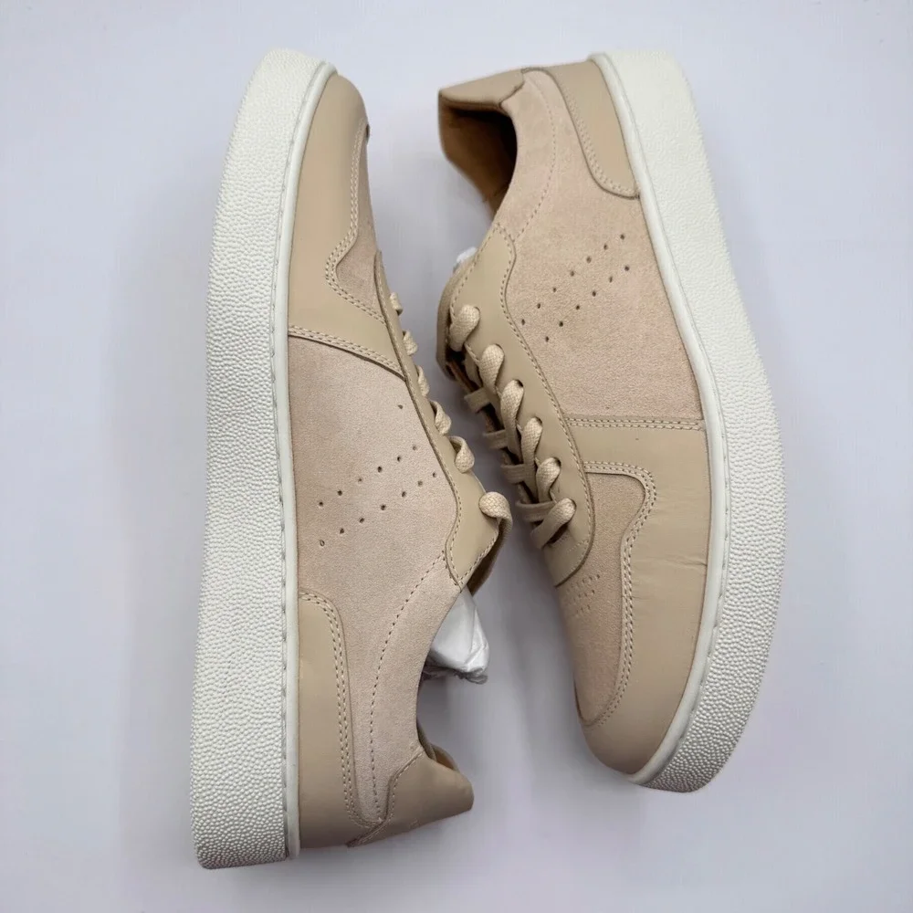 Nisolo Bria Go To‎ Court Sneaker Bone Leather Suede Women's 9 Lace-Up New in Box